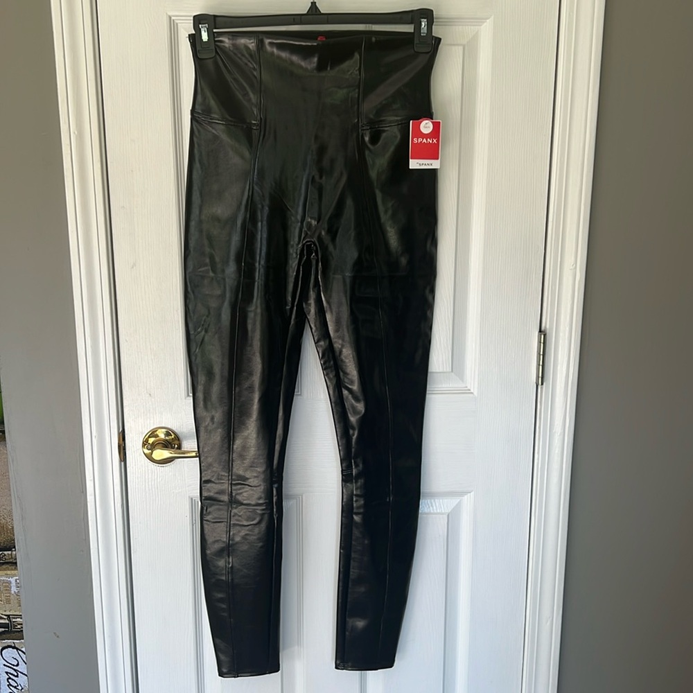 SPANX Faux Leather High-Waist Leggings - Black